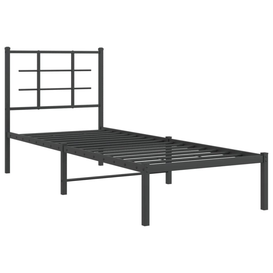 Estructura cama sin colchón con cabecero metal negro 80x200