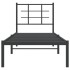 Estructura cama sin colchón con cabecero metal negro 80x200
