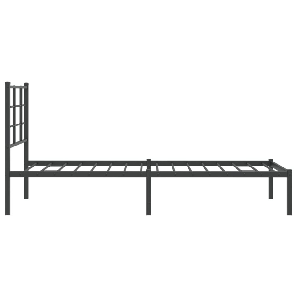 Estructura cama sin colchón con cabecero metal negro 80x200