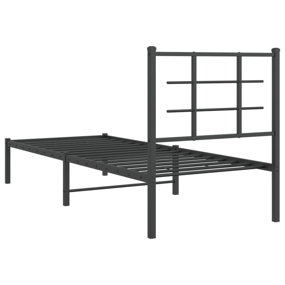 Estructura cama sin colchón con cabecero metal negro 80x200