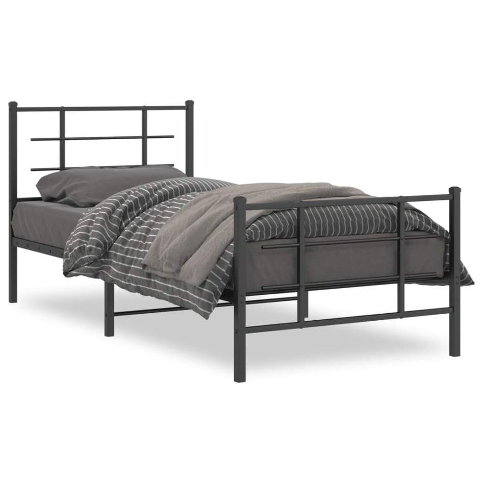 Estructura cama sin colchón con estribo metal negro 90x190
