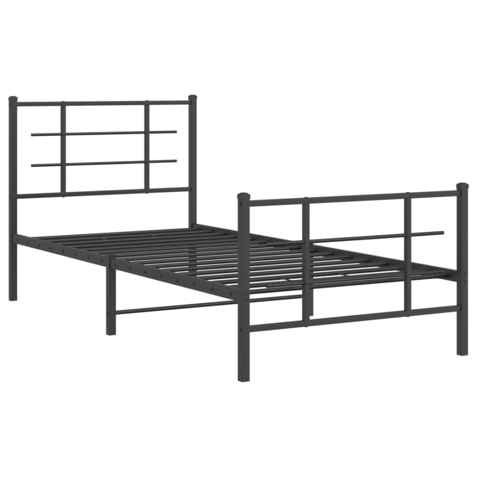 Estructura cama sin colchón con estribo metal negro 90x190