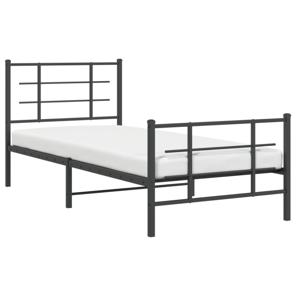 Estructura cama sin colchón con estribo metal negro 90x190