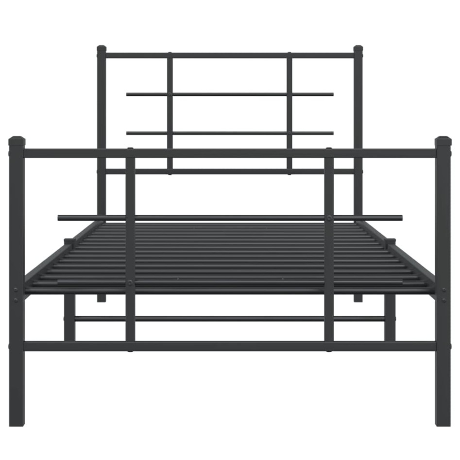 Estructura cama sin colchón con estribo metal negro 90x190