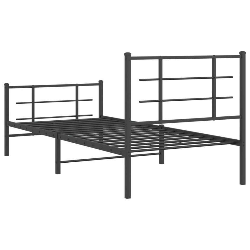 Estructura cama sin colchón con estribo metal negro 90x190