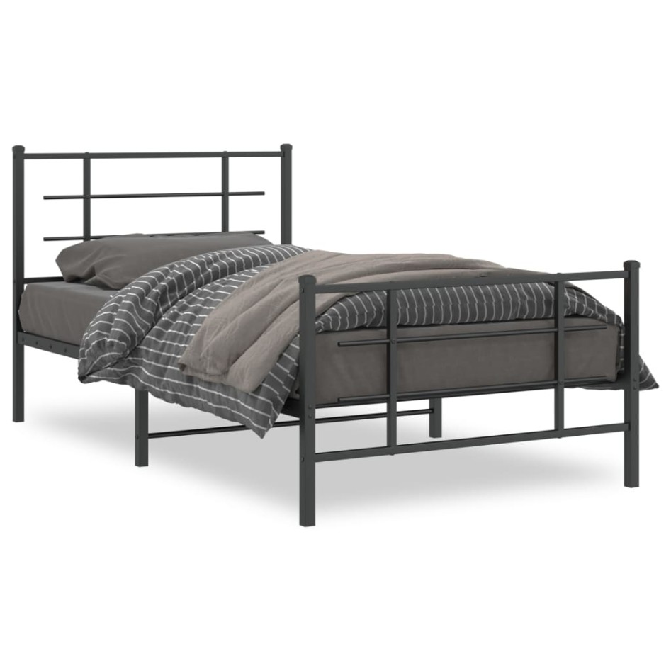 Estructura cama sin colchón con estribo metal negro 100x190