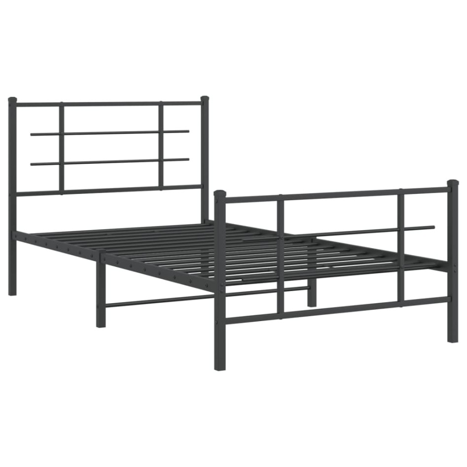 Estructura cama sin colchón con estribo metal negro 100x190