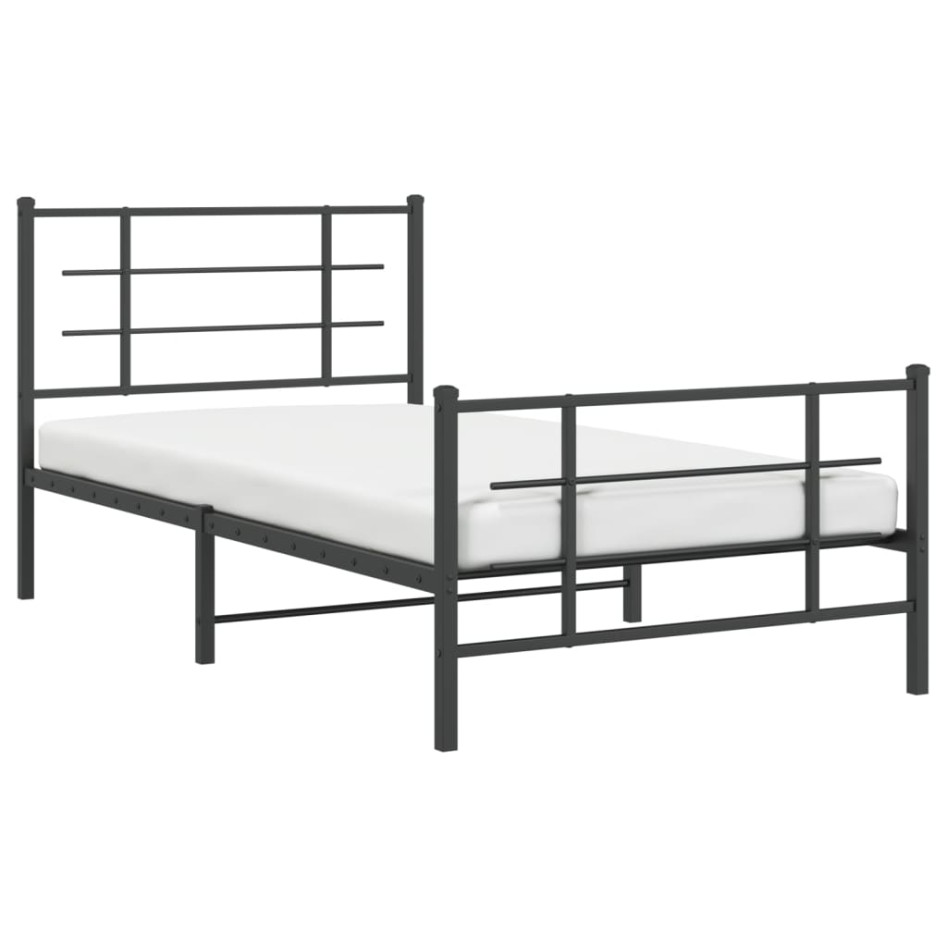 Estructura cama sin colchón con estribo metal negro 100x190