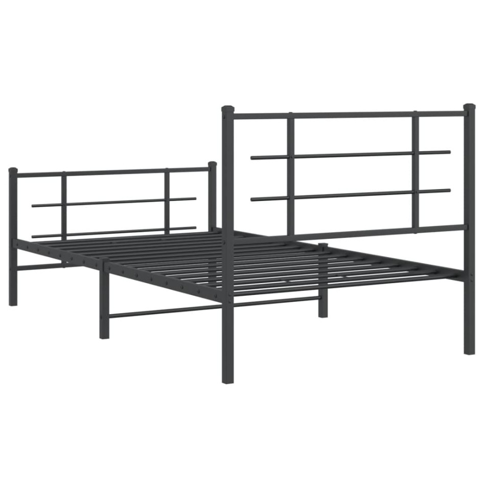 Estructura cama sin colchón con estribo metal negro 100x190