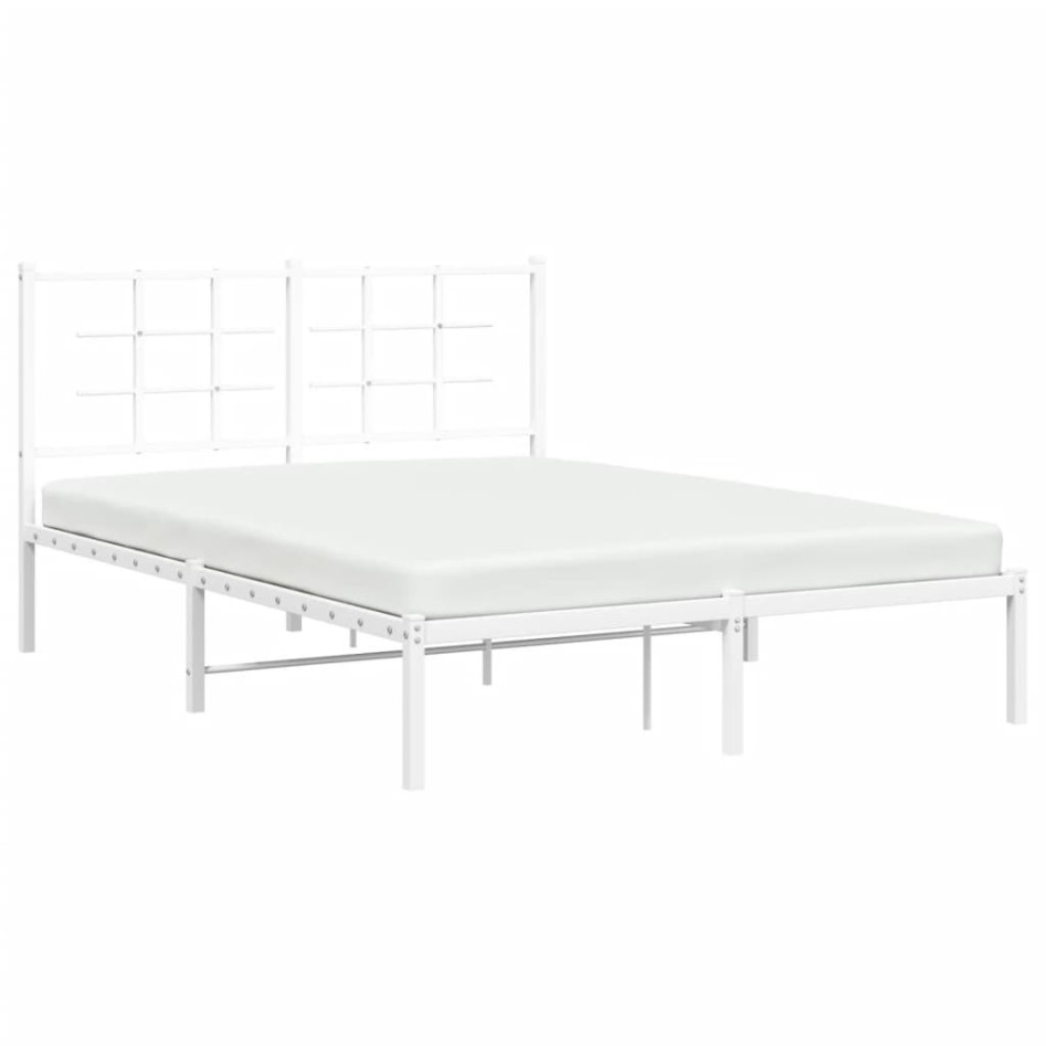 Estructura cama sin colchón con cabecero metal blanco