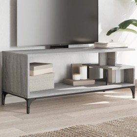 Mueble de TV madera de ingeniería y acero roble 102x40x41