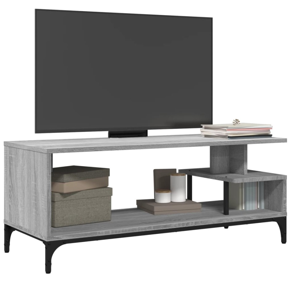 Mueble de TV madera de ingeniería y acero roble 102x40x41
