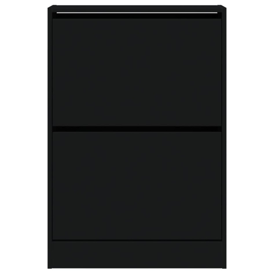 Zapatero de madera de ingeniería negro 60x21x87,5