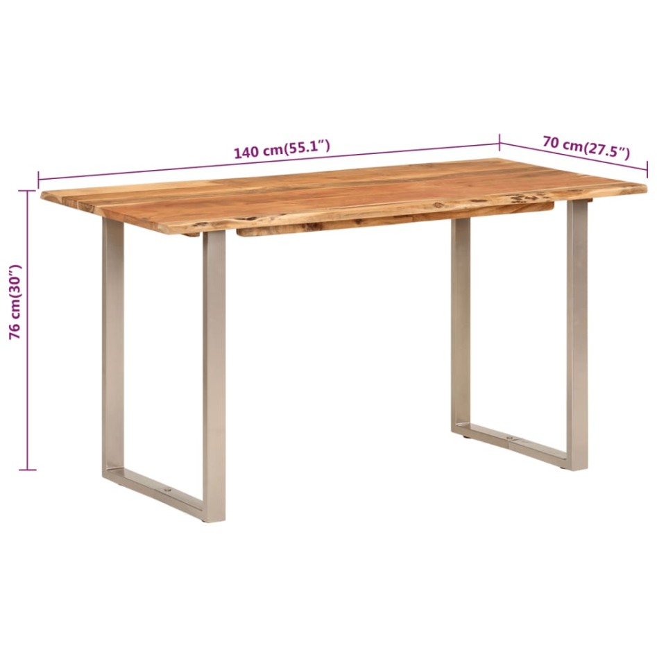Mesa de comedor de madera maciza de acacia 140x70x76
