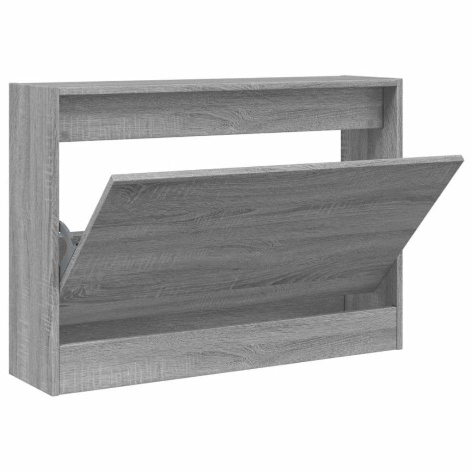 Zapatero de madera de ingeniería gris Sonoma 80x21x57