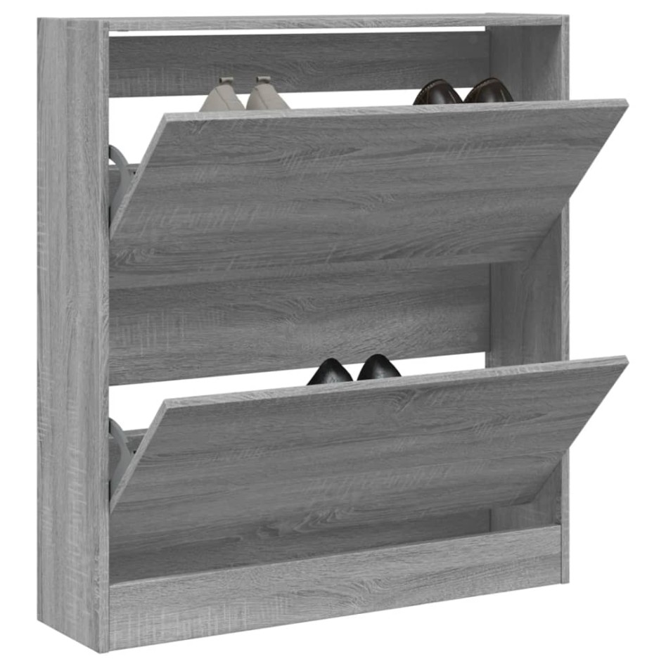 Zapatero de madera de ingeniería gris Sonoma 80x21x87,5