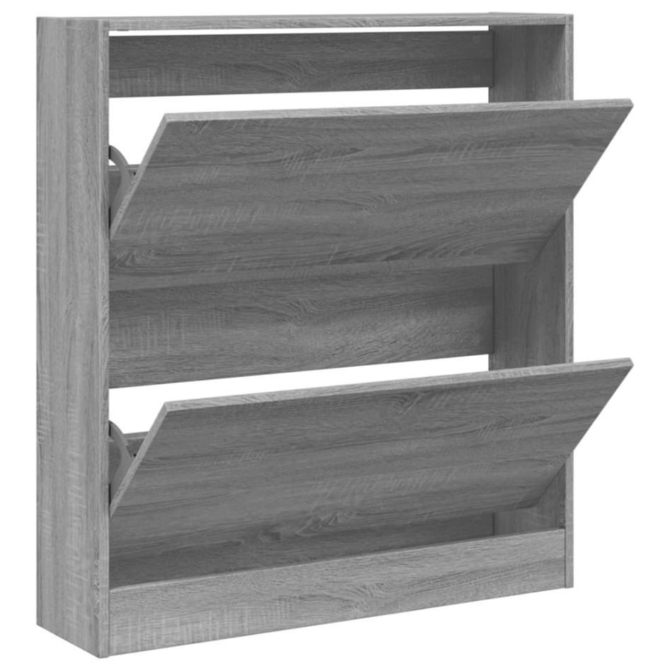 Zapatero de madera de ingeniería gris Sonoma 80x21x87,5