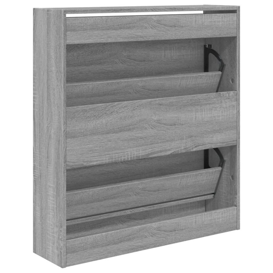 Zapatero de madera de ingeniería gris Sonoma 80x21x87,5