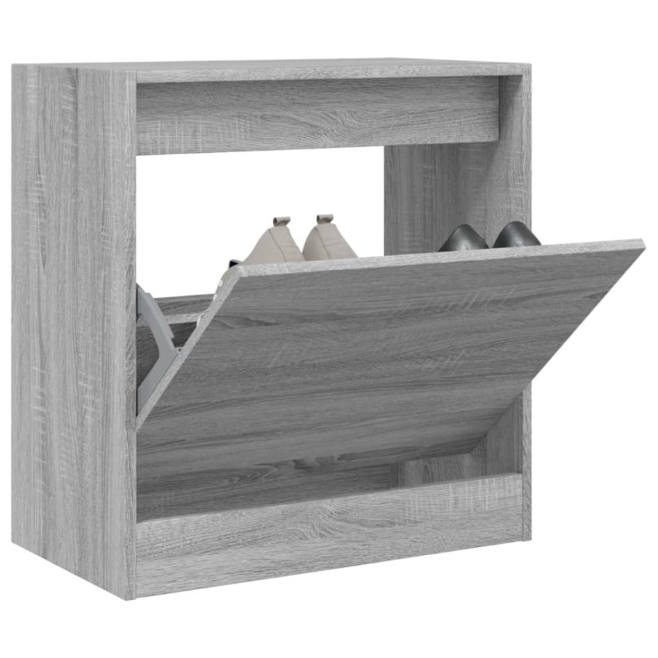 Zapatero de madera de ingeniería gris Sonoma 60x34x63,5
