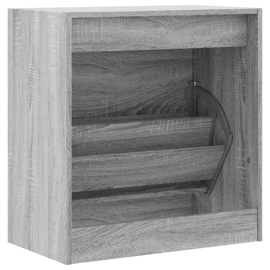 Zapatero de madera de ingeniería gris Sonoma 60x34x63,5