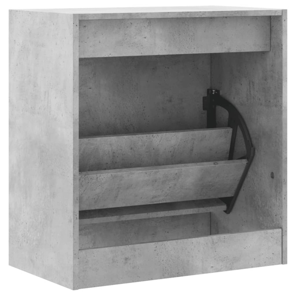 Zapatero de madera de ingeniería gris hormigón 60x34x63,5