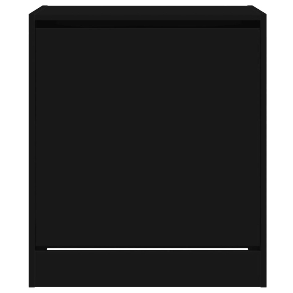 Zapatero de madera de ingeniería negro 60x42x69