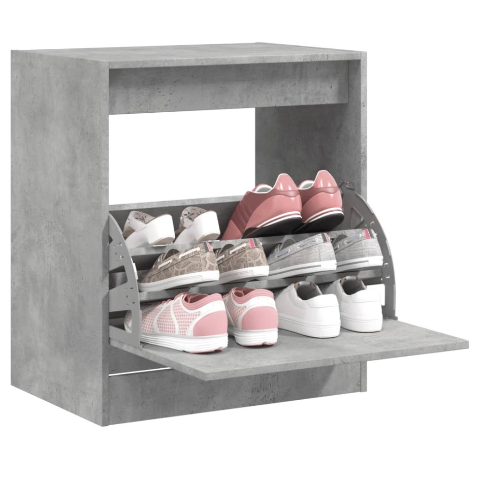 Mueble zapatero madera contrachapada gris hormigón 70x36x60
