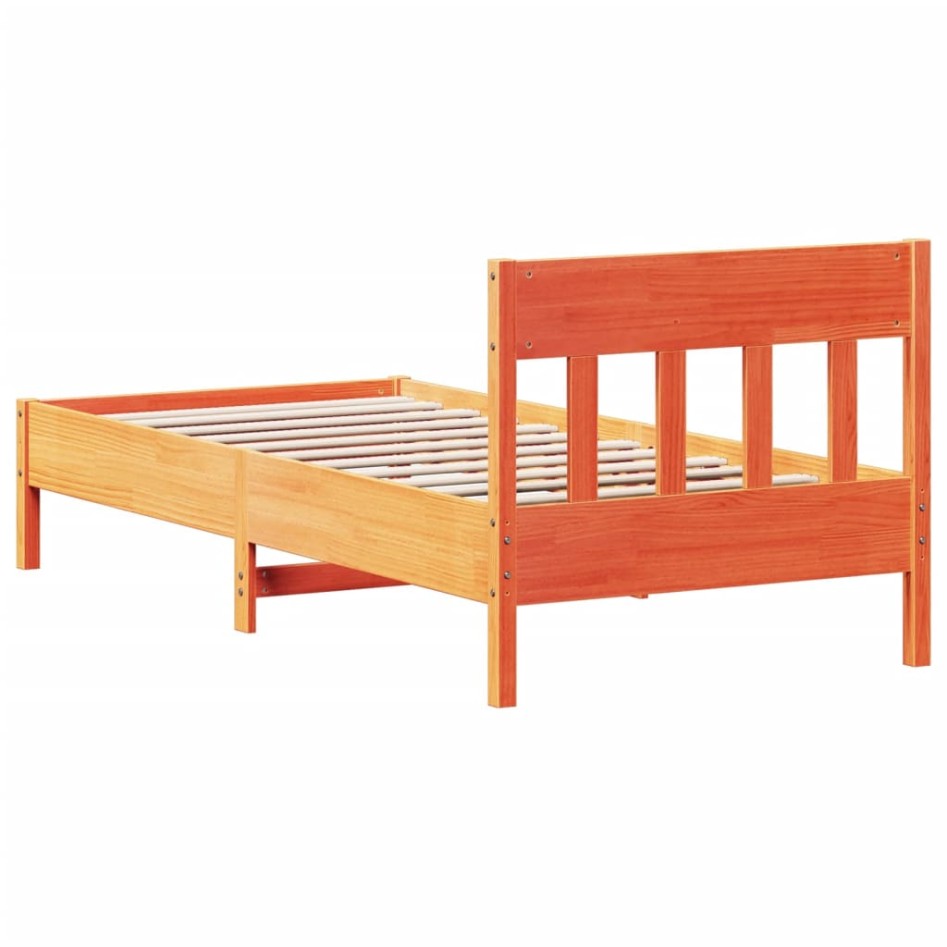 Estructura de cama sin colchón madera maciza marrón 75x190