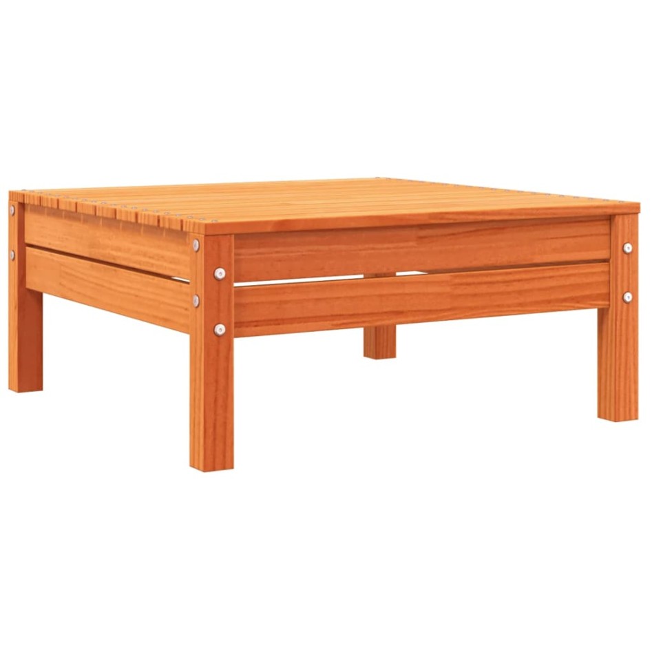 Taburete de jardín con cojín madera maciza de pino marrón