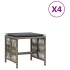 Taburetes de jardín con cojines 4 uds ratán PE gris 41x41x36