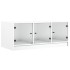 Mesa de centro con puertas de vidrio blanca 102x50x42