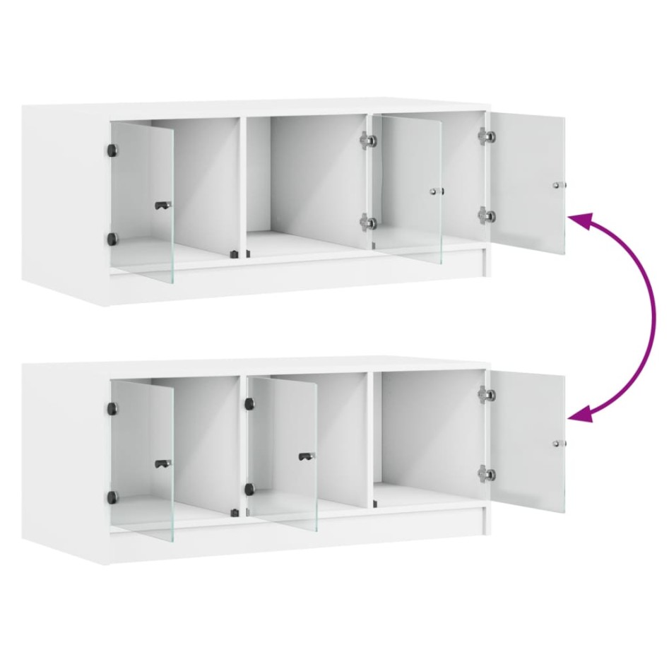 Mesa de centro con puertas de vidrio blanca 102x50x42