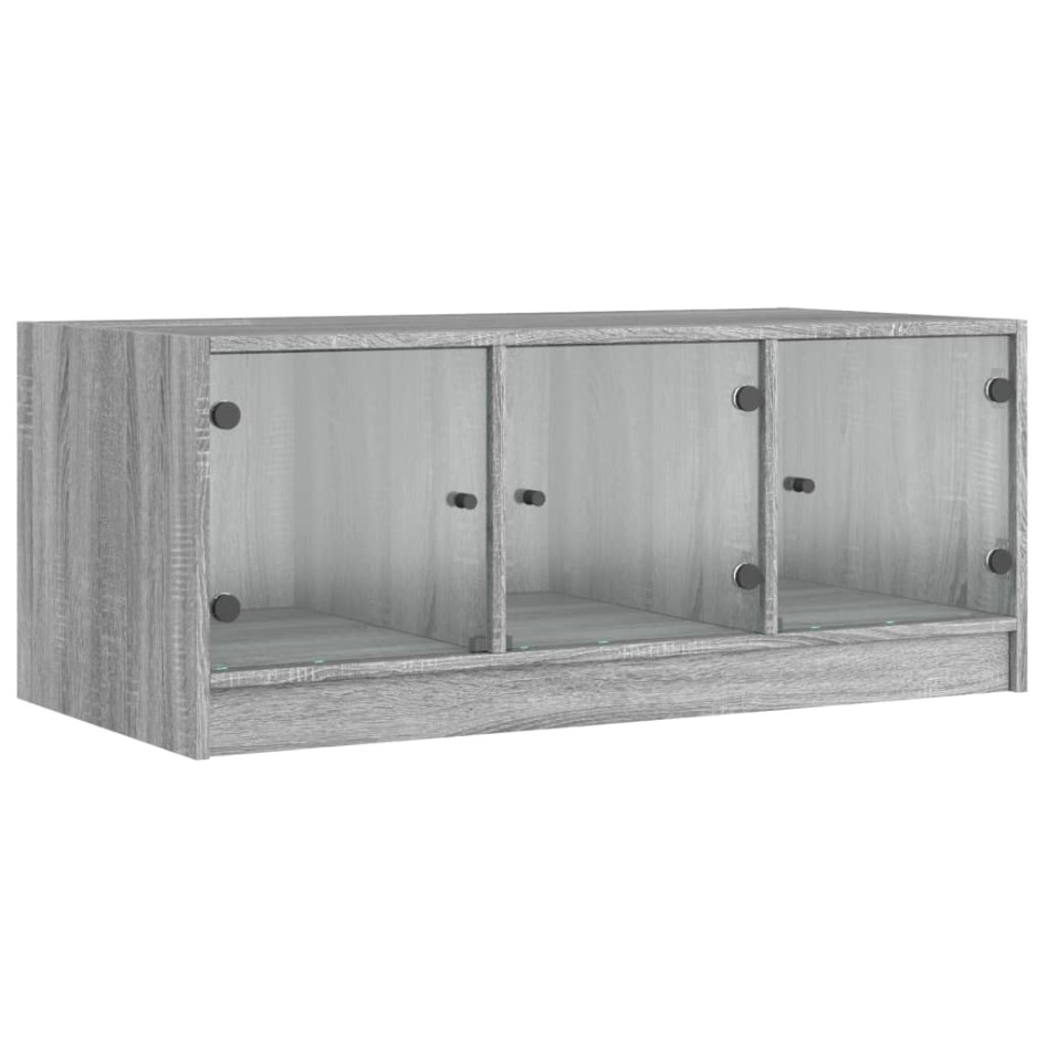 Mesa de centro con puertas de vidrio gris Sonoma 102x50x42