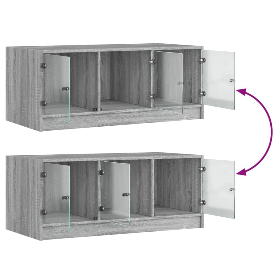 Mesa de centro con puertas de vidrio gris Sonoma 102x50x42