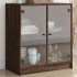 Armario auxiliar puertas de vidrio marrón roble 68x37x75,5