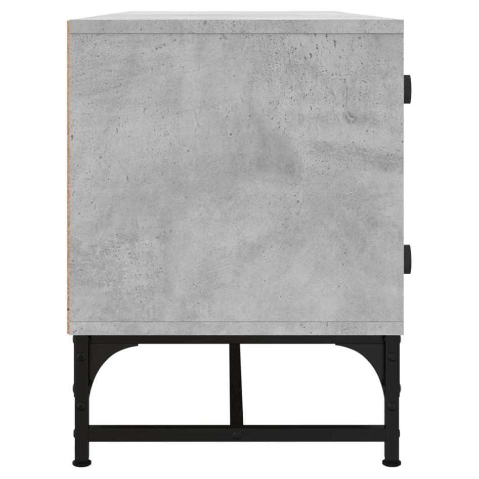 Mueble de TV con puertas de vidrio gris hormigón 102x37x50