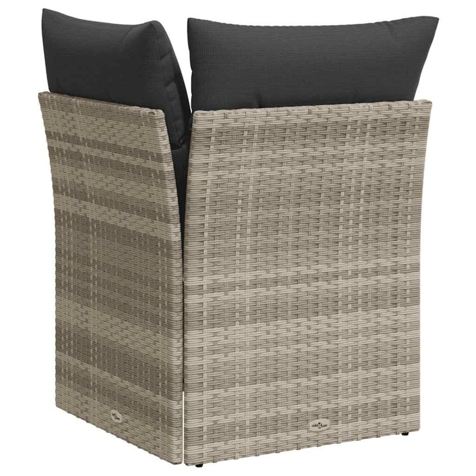 Sofá esquinero de jardín con cojines ratán sintético gris