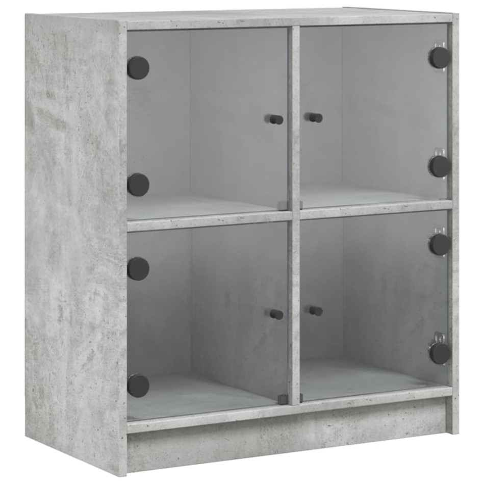 Armario auxiliar puertas de vidrio gris hormigón 68x37x75,5