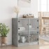 Armario auxiliar puertas de vidrio gris hormigón 68x37x75,5