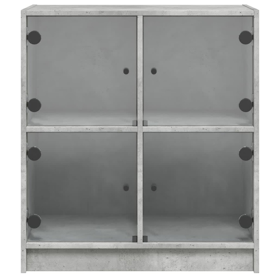Armario auxiliar puertas de vidrio gris hormigón 68x37x75,5