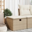 Taburete de jardín con cojín ratán sintético beige 55x55x37cm