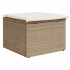 Taburete de jardín con cojín ratán sintético beige