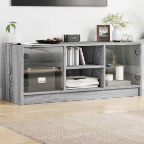 Mueble de TV con puertas de vidrio gris Sonoma 102x37x42
