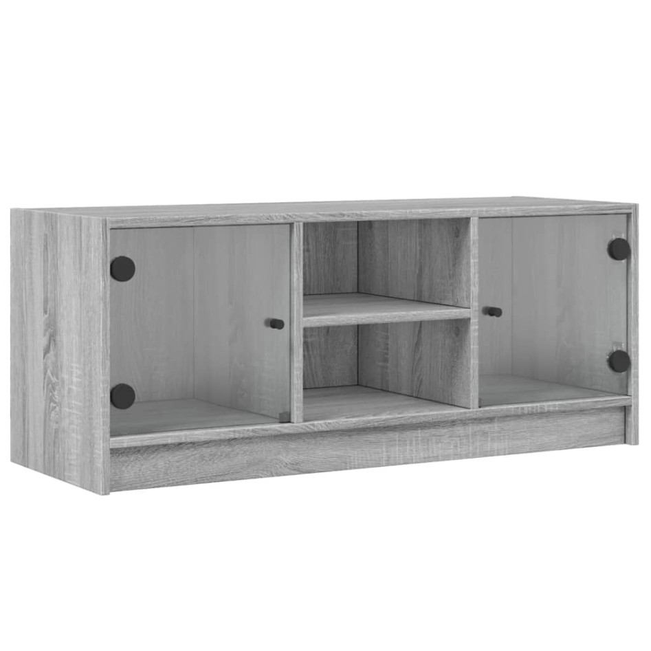 Mueble de TV con puertas de vidrio gris Sonoma 102x37x42