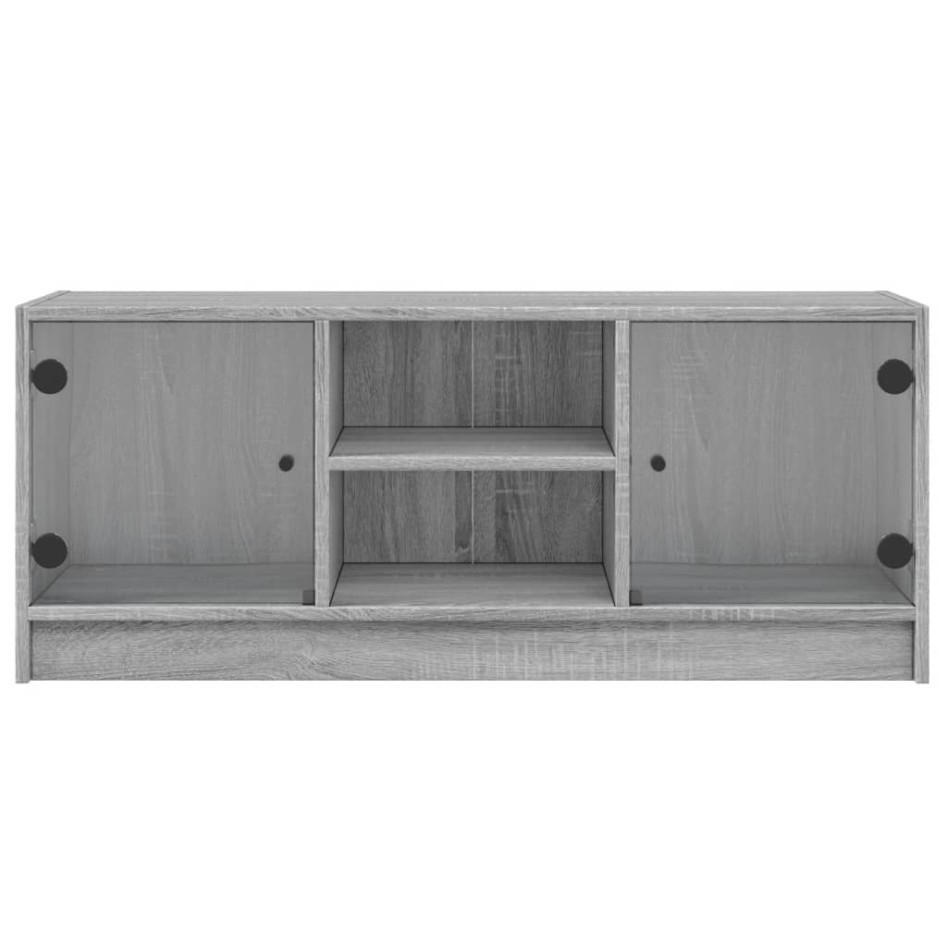 Mueble de TV con puertas de vidrio gris Sonoma 102x37x42