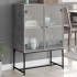 Armario auxiliar puertas de vidrio gris hormigón 69x37x100