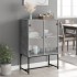 Armario auxiliar puertas de vidrio gris hormigón 69x37x100