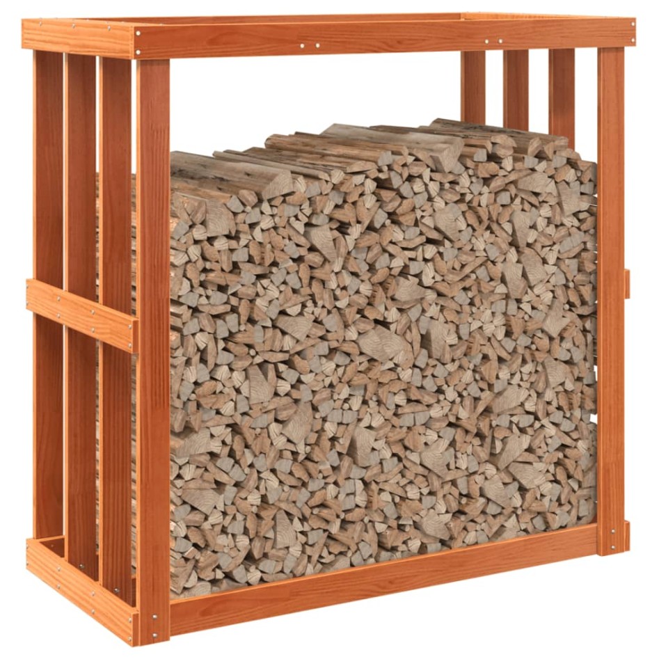 Soporte leña de exterior madera pino marrón cera 109x52x106