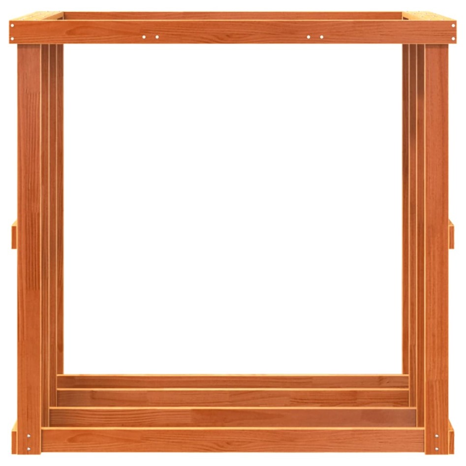 Soporte leña de exterior madera pino marrón cera 109x52x106