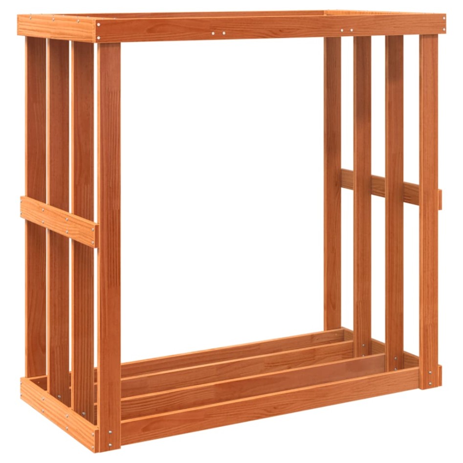 Soporte leña de exterior madera pino marrón cera 109x52x106